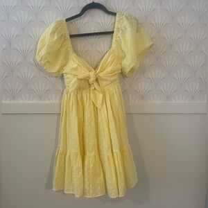 Yellow Babydoll Cuff Sleeve Dress S